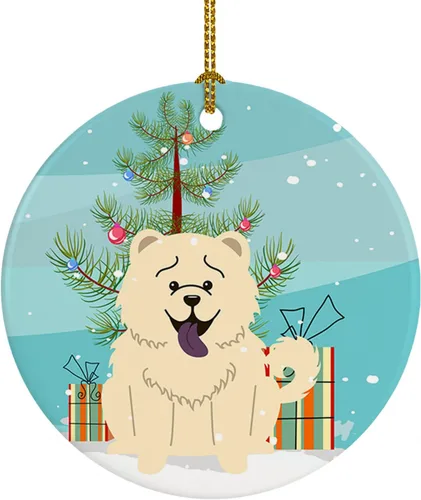 Miniatura 62 de Caroline's Treasures Adorno de cerámica para árbol de Navidad, Laika Spitz de Siberia Occidental, decoración colgante para árbol de Navidad