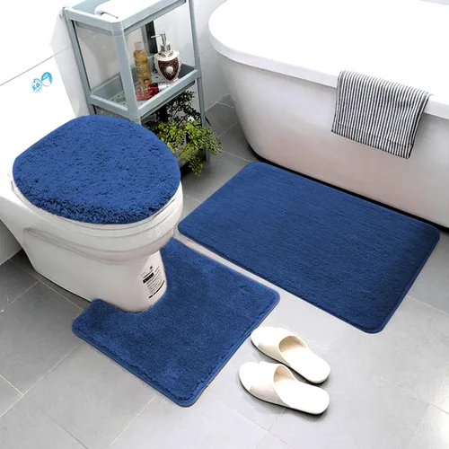 Miniatura 7 de Luxury Home Goods Juego de 3 alfombras de baño de microfibra súper suave, incluye alfombra de baño, alfombra de contorno y cubierta para tapa