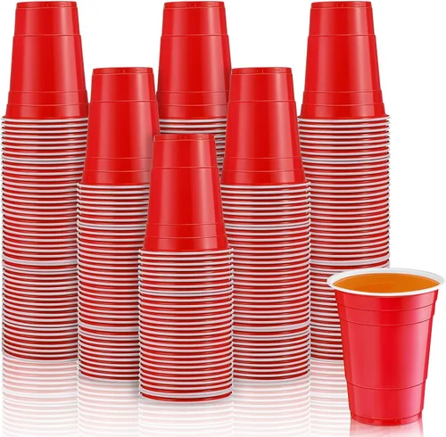 Miniatura 15 de Lounsweer 100 vasos desechables de graduación de 16 onzas para fiesta, vasos de plástico resistentes para agua potable, para cumpleaños, baby Rosa