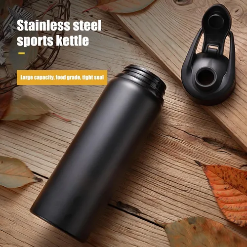 Miniatura 3 de Botella de agua deportiva de 24 onzas, botella de agua de metal de acero inoxidable para hombres, mujeres y niños, a prueba de fugas, botella