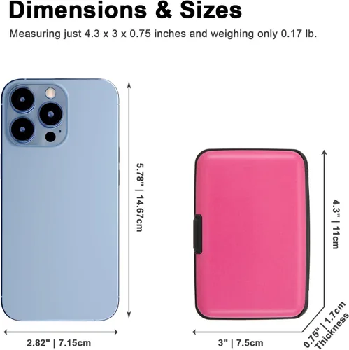 Miniatura 60 de Soporte para tarjetas de crédito, cartera metálica con bloqueo RFID para tarjetas de identificación para mujeres y hombres, funda rígida de aluminio