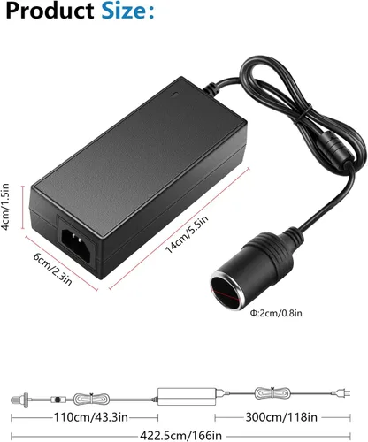 Miniatura 2 de SHNITPWR Convertidor de 110 V a 12 V 10 A 120 W Convertidor de CA a CC, adaptador de fuente de alimentación CA/CC, enchufe de encendedor