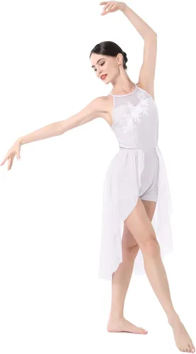 Miniatura 2 de Vestido de baile lírico para mujer, diseño de flor halter, disfraz de baile contemporáneo, vestido de ballet para adultos