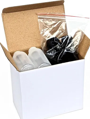 Miniatura 4 de Vivaplex - Botellas de plástico transparente de 2 onzas con tapas abatibles negras, paquete de 12