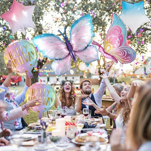 Miniatura 6 de Decoraciones de cumpleaños de mariposa, globos de mariposa, decoraciones de fiesta de primer cumpleaños para niñas, números de fantasía, 1 globo