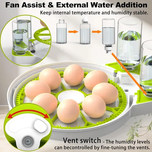 Miniatura 5 de Incubadoras DEZHXHE para incubar huevos, incubadora de huevos de gallina con giro automático de huevos, control de temperatura y pantalla