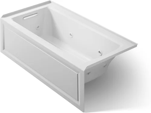 Miniatura 13 de KOHLER K-1947-HLA-0 Archer 60" x 30" Alcove Whirlpool con delantal integral, brida de azulejos, calentador y drenaje izquierdo, blanco