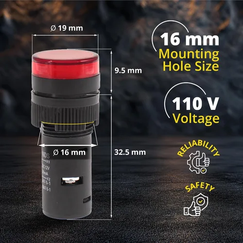Miniatura 3 de Luces indicadoras LED industriales de 20 mA de 0.630 in x 2.5 pulgadas, ahorro de energía, 3 bombillas verdes y 3 rojas para equipos industriales