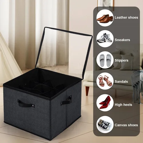 Miniatura 5 de Mayniu Paquete de 2 organizadores de zapatos - Caben 32 pares, grandes cajas de almacenamiento de zapatos, cubos con mangos reforzados, organizador