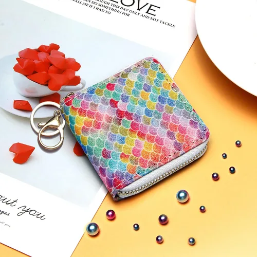 Miniatura 60 de GEEAD - Monedero pequeño con purpurina para mujer o niña, con anillo para llavero