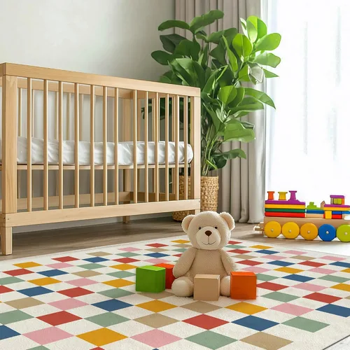 Miniatura 8 de Alfombra lavable de 3 x 5 pulgadas, diseño de tablero de ajedrez arcoíris colorido moderno, plegable, alfombra de área pequeña, de pelo bajo