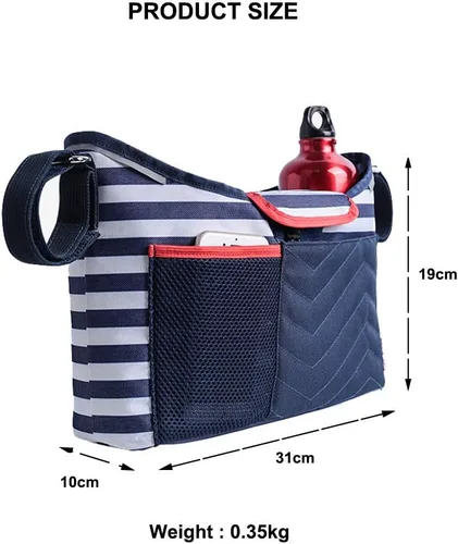 Miniatura 3 de Organizador de cochecito de bebé 2 en 1, bolsa de almacenamiento de silla de paseo para niños, bolsa de almacenamiento multifunción para niños