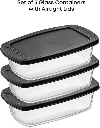 Miniatura 2 de JoyJolt Juego de 3 moldes para hornear pan con tapas. 1.9 cuartos de galón, plato rectangular grande para hornear con tapa. Molde para horno, sartén