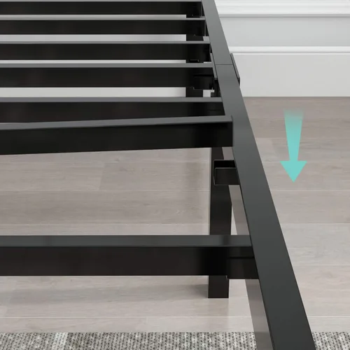 Miniatura 7 de yookare Marco de cama de metal resistente de 14 pulgadas de alto, 3500 libras, con almacenamiento, base de colchón, plataforma de listones de acero