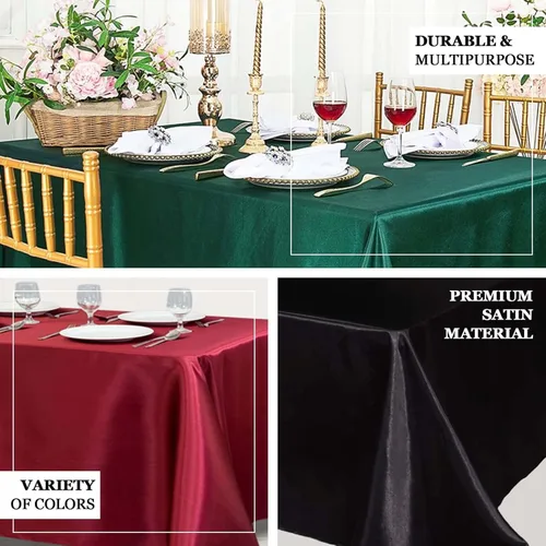 Miniatura 3 de Efavormart - Mantel rectangular de satén, 90 x 156 pulgadas, suave, oblongo, lavable, mantel decorativo de tela sedosa para bodas, fiestas, Plata