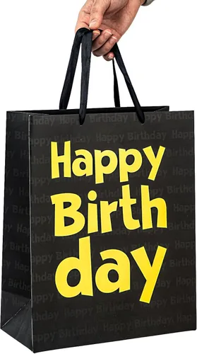 Miniatura 5 de Loveinside Bolsa de regalo de cumpleaños negra con papel de seda para cumpleaños, baby shower, fiesta y más, 13 x 10 x 5 pulgadas, 1 unidad Negro