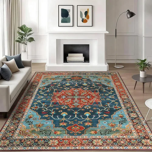 Miniatura 18 de WILLSUN Alfombras lavables de área, alfombras grandes antideslizantes de 5 x 7 pulgadas estilo bohemio para sala de estar, dormitorio, alfombra