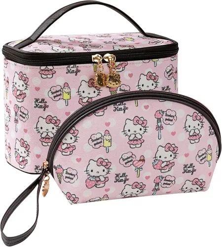 Miniatura 25 de AmBealla Bolsa de maquillaje grande impermeable con soporte para brochas de maquillaje, lindo organizador de maquillaje impreso para mujeres que