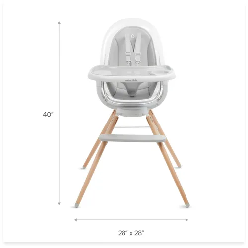 Miniatura 8 de Munchkin® 360° Cloud™ Silla alta para bebé y niño pequeño con asiento transparente y giro de 360°, color blanco y gris con patas de madera