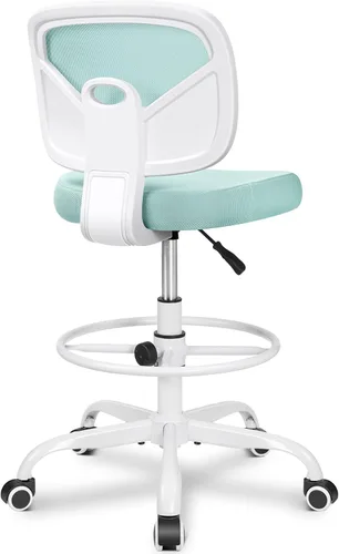 Miniatura 15 de Primy Silla Alta de Escritorio de Dibujo - Sin Brazos, Altura Ajustable, Respaldo de Malla, con Ruedas, Silla de Escritorio de Pie para Sala de Negro