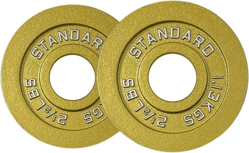 Miniatura 9 de Placas de acero olímpico con acabado dorado - Pares y juegos de barra estándar de 2 pulgadas en oro premium para levantamiento de pesas