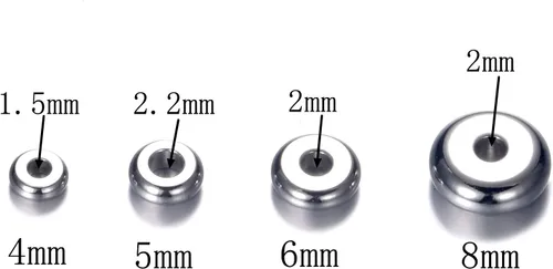 Miniatura 2 de 160pcs 0.157 in 0.197 in 0.236 in 0.315 in acero inoxidable plano redondo cuentas espaciadores joyería hallazgos accesorios para hacer pulseras