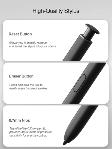 Miniatura 3 de Lápiz Táctil para Samsung Galaxy S22 Ultra 5G SM-S908, Kit de Reemplazo S Pen S22 Ultra con Sensibilidad a la Presión de 4096, Sin Bluetooth Negro