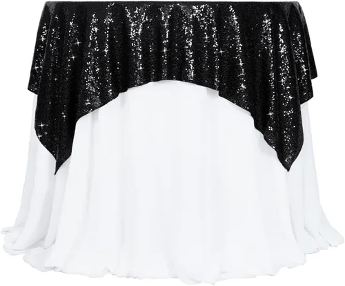 Poise3EHome Mantel de lentejuelas negro de 50x50 pulgadas, cuadrado, brillante, para decoración de cumpleaños, Halloween, fiesta, día festivo, baby