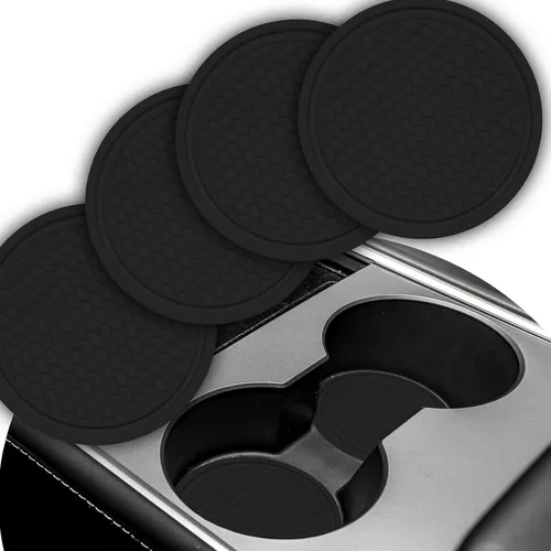 Portavasos de silicona para vehículo, posavasos para automóvil, decoración para hombres y mujeres, accesorios para Carro, paquete de 4, color negro
