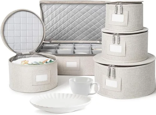 Miniatura 18 de storageLAB Contenedores de almacenamiento de China, carcasa rígida con divisores de fieltro para placas de carga y platos, ideal para organización