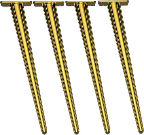 Miniatura 12 de Osring Patas de muebles de 16 pulgadas, patas redondas de metal cónico dorado para mesa, muebles inclinados para gabinete, accesorios para mesa