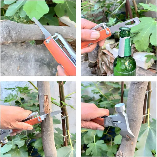 Miniatura 3 de Herramienta multiherramienta para acampar, equipo de supervivencia 16 en 1, de acero inoxidable, compatible con senderismo, pesca, kit de emergencia
