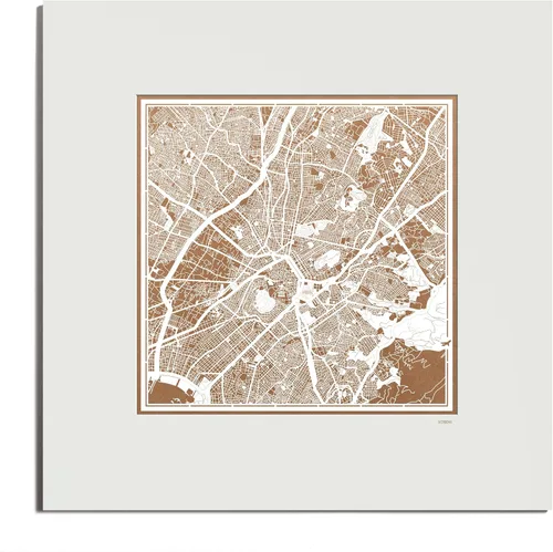 Miniatura 16 de O3 Design Studio Mapa de corte de papel Madrid negro mate de 20 x 20 pulgadas