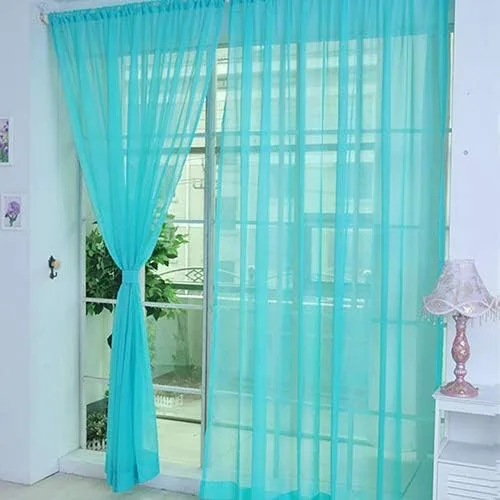 Miniatura 3 de Cenefas de Gauzy ligeras Cortina de ventana de puerta Cortina Sheer Home Wedding Decor - Negro