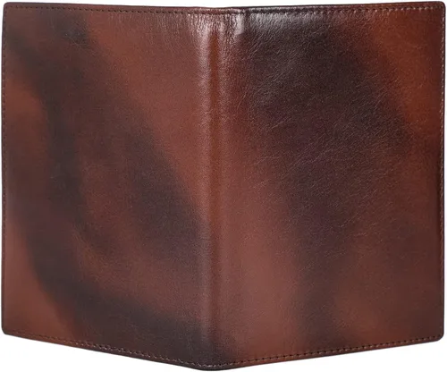 Miniatura 9 de Polare - Soporte para pasaporte de cuero de grano completo con bloqueo RFID, billetera plegable para viajes, 2 pasaportes, Café, Slim