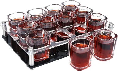 Miniatura 7 de D&Z Juego de vasos de chupito con bandeja de chupito, vasos de chupito de 2 onzas divertidos para whisky/vodka/cóctel, regalo de 21 cumpleaños