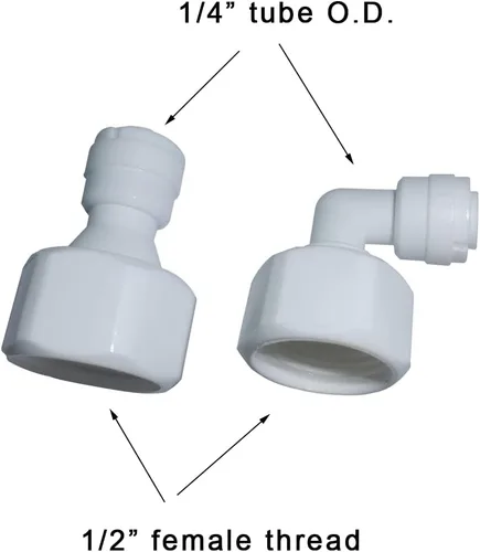 Miniatura 2 de MALIDA Adaptador de rosca hembra de conector rápido codo y combinación recta, rosca de 1/2 pulgada x tubo de 1/4 pulgadas OD Push to Connect