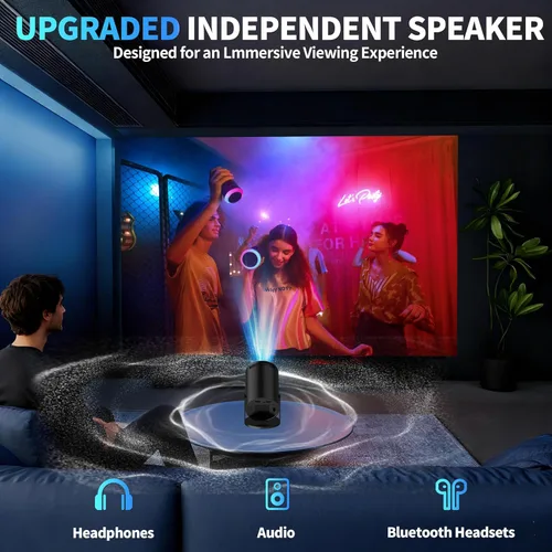 Miniatura 8 de [Aplicaciones integradas y actualización 2025] Mini proyector compatible con 4K 1080P Auto Keystone 270° giratorio con WiFi 6 y Bluetooth 5.4