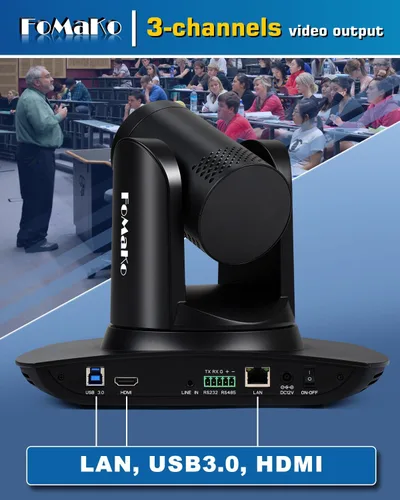 Miniatura 6 de FoMaKo Cámara HDMI PTZ AI Auto-Tracking Gen 3, zoom óptico 20x IP USB3.0 Cámara HDMI para servicios religiosos, educación de adoración, FMK12UH Pro