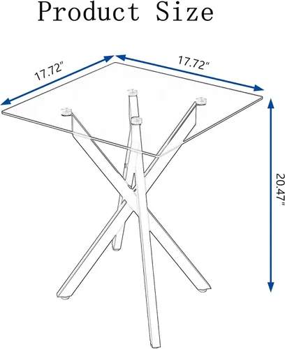 Miniatura 2 de Mesa auxiliar moderna de cristal, mesa auxiliar cuadrada para sofá, mesa auxiliar con parte superior de vidrio templado transparente y patas plateado