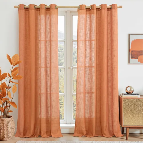 Miniatura 34 de LAMIT Cortinas de lino sintético para dormitorio, paneles filtrantes de luz, cortinas de lino con protección de privacidad con ojales para ventanas