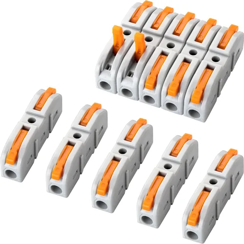 50 conectores de cable de palanca, 1 conductor compacto de empalme para circuito en línea 24-12 AWG (naranja)