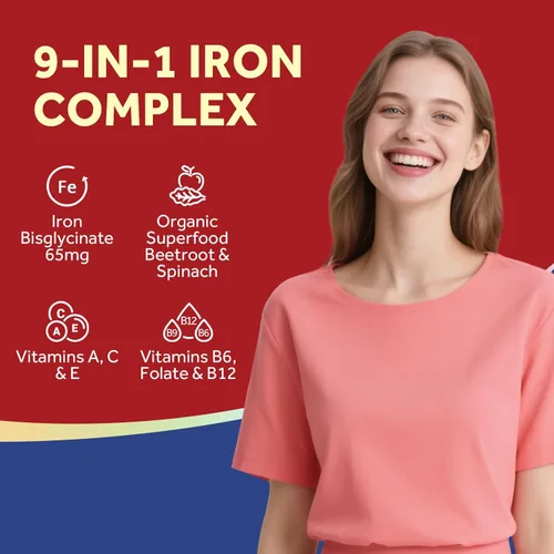 Miniatura 4 de Doctor's Recipes Suplemento de hierro para mujeres, 65 mg de bisglicinato de hierro, con vitaminas C, B6, ácido fólico y B12, raíz de remolacha