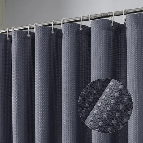 Miniatura 26 de OVZME Juego de cortina de ducha de tela para cabina - 36x72, tejido de gofre 230GSM, cortinas de ducha pequeñas para cabina estrecha, cortina