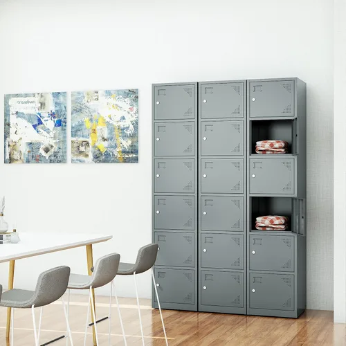 Miniatura 4 de SISESOL Armario de almacenamiento de armario de metal de 66 pulgadas para empleados, gabinete de oficina con cerradura de una sola puerta