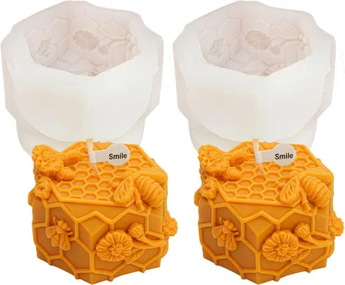 Miniatura 17 de Molde de silicona para vela de abeja en relieve, aroma de nido de abeja, jabón, yeso, herramientas de resina, colmena 3D, perfumada, manualidades