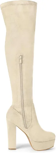 Miniatura 6 de Allegra K Botas altas sobre la rodilla con tacón de bloque y plataforma para mujer