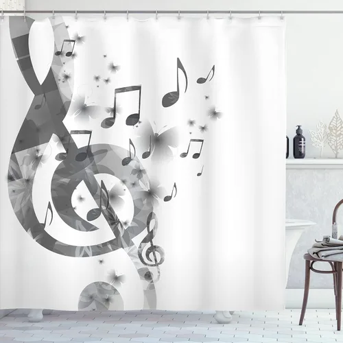 Miniatura 160 de set de cortina para baño decorativa de tela de poliéster con ganchos