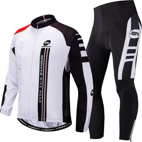 sponeed Ropa de ciclismo para hombre, manga larga, para bicicleta de montaña, camiseta de bicicleta de carretera, pantalones acolchados, trajes de