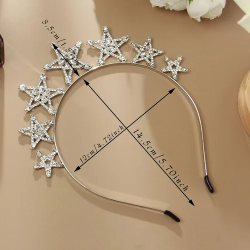 Miniatura 2 de Diadema de corona de halo de estrella plateada, diadema de halo de cristal, tiaras de diosa, tocado de novia, boda, graduación, Halloween